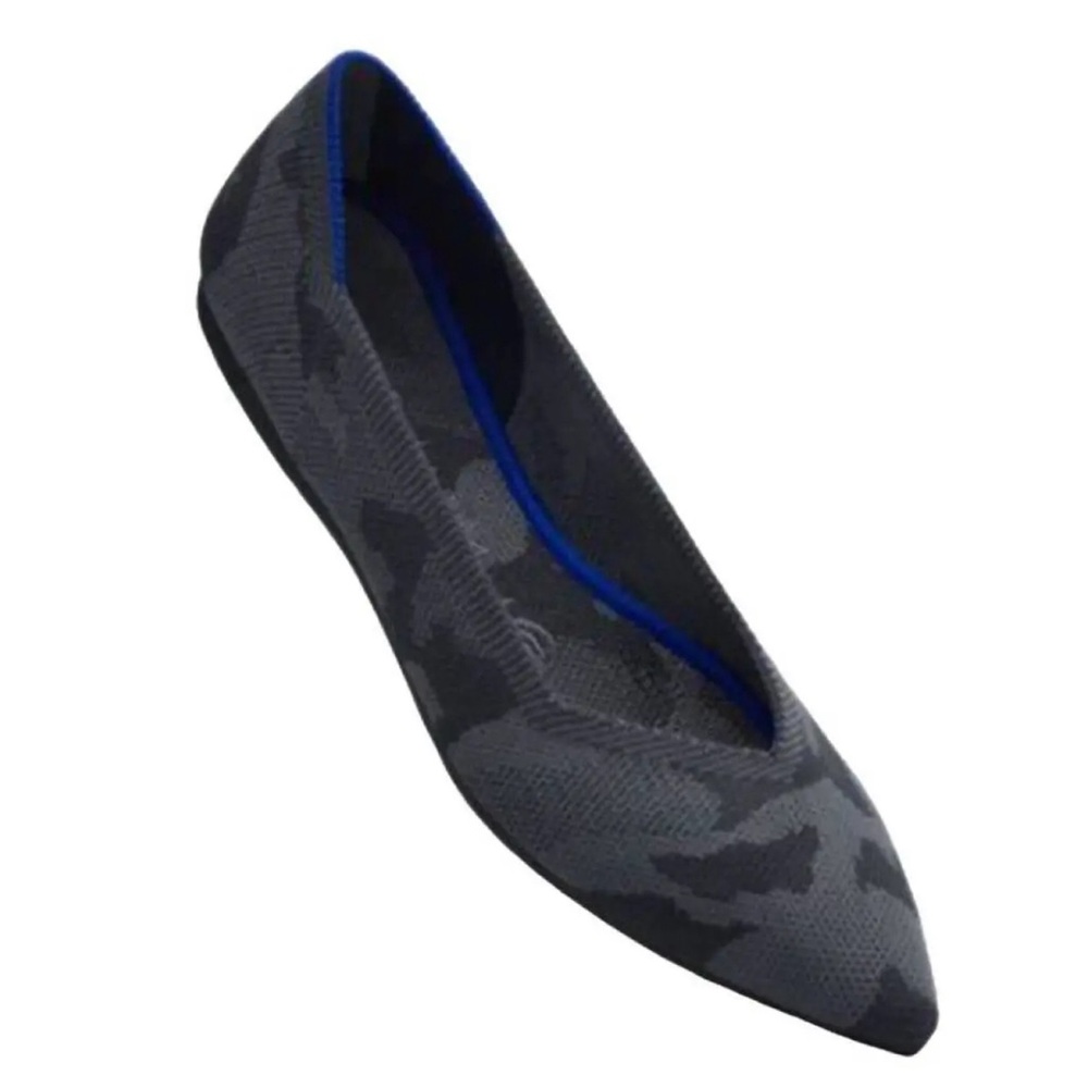 ROTHY’S The Point Gray Camouflage Print Pointed Toe Slip On Ballet Flats Sz 9.5 - Picture 2 of 13
